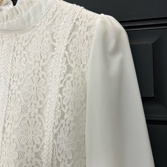 Women’s White Top Cottagecore Prairie Romantic Lacy Grandmacore Western Sz Small - Picture 3 of 12